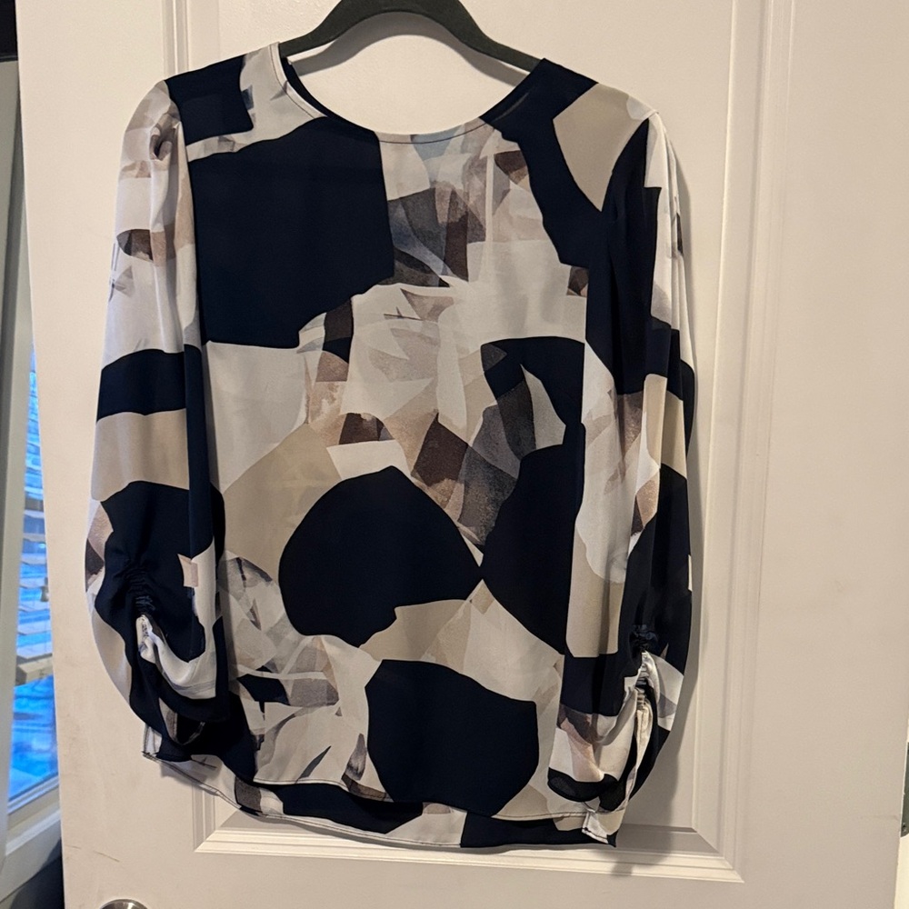 DKNY Abstract Black and Cream Blouse